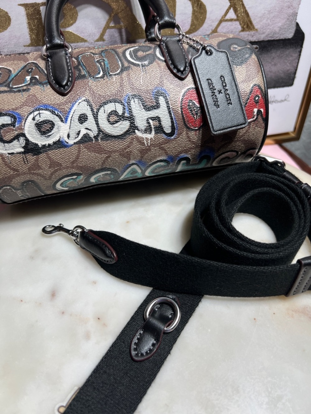 Coach x Mint + Serf Lacey Crossbody Purse in Signature Canvas Khaki Multi - Picture 9 of 14